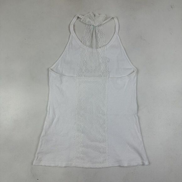 Betsey Johnson Size M White Ribbed Tank Top BRIDE Rinestones & Lace Racerback - Picture 8 of 9
